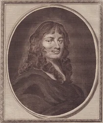 Porträt des englischen Politikers Sir William Temple (1628-1699), Kupferstich von John Goldar (1729-1795) nach einem Gemälde von P. Lely