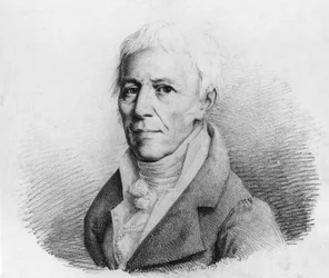 Porträt von Jean-Baptiste Pierre Antoine de Monet, Chevalier de Lamarck (1744-1829), französischer Naturforscher, Zoologe, Biologe, Akademiker und Vorläufer der Darwinschen Evolutionstheorie, Gravur
