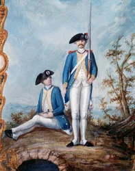 Uniformen der französischen Infanterie während des Amerikanischen Unabhängigkeitskrieges, Gouache von Nicolas Hoffmann, USA