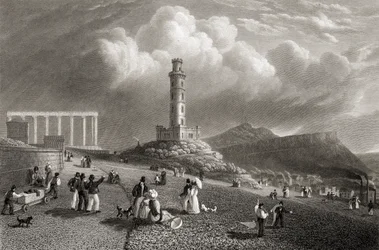 Nelsons Denkmal, Calton Hill, Edinburgh, aus 