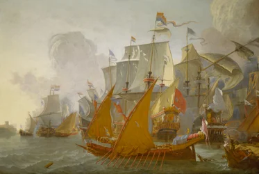 Kampf zwischen der niederländischen Flotte und Barbarenpiraten, ca. 1670