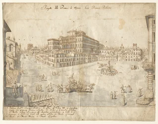 Achtzehn Ansichten von Rom: Die Piazza Barberini (recto)