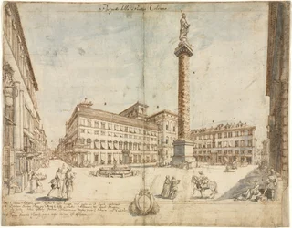 Achtzehn Ansichten von Rom: Die Piazza Colonna, 1664