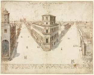 Achtzehn Ansichten von Rom: Die Quattro Fontane in Richtung Santa Maria Maggiore, 1665
