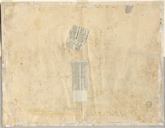 Abzeichnung eines Brunnens von Recto und Skizzen von zwei Gesichtern (Verso)