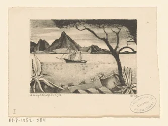 Segelschiff in einer Bucht