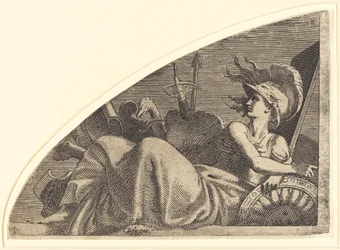 Bellona auf ihren Trophäen sitzend