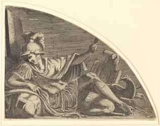 Mars sitzt auf Trophäen