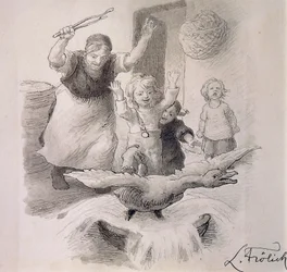 Das hässliche Entlein, Illustration von Lorenz Frolich für Märchen von Hans Christian Andersen
