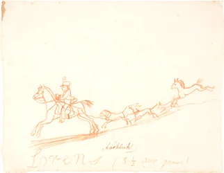 Ein Reiter, Pferd und Hunde