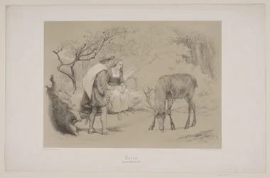 Das Kreuz, S. 299, Illustration zu Christian Winthers "Hjortens Flugt"