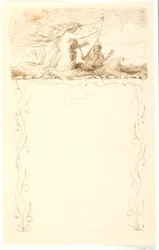 Vignette mit harfenspielender Meerjungfrau; darunter Ornamentrahmung
