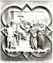 Pontius Pilatus wäscht seine Hände, Relief von den Türen des Baptisteriums, ca. 1403