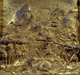 Die Geschichte von David und Goliath, eines von zehn Reliefs von den Paradiespforten (Osttüren), 1425-52