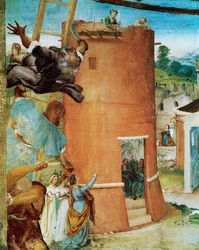 Linke Seite der Capella Suardi, Kirche Santa Barbara in Bergamo
