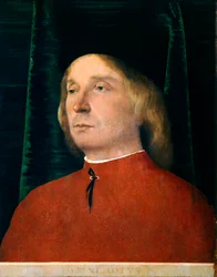 Porträt eines jungen Mannes im roten Anzug