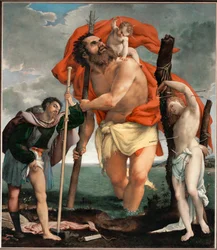 Heiliger Christophorus zwischen den Heiligen Rochus und Sebastian