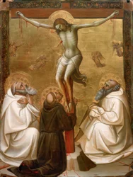 Christus am Kreuz mit den Hl. Benedikt, Franziskus und Romuald