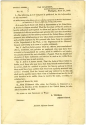 Veröffentlichung eines Gesetzes des Kongresses, das Gehalt, Prämie und Rente für Offiziere und Männer im Western Department oder Department of Missouri sichert