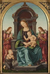 Madonna mit Kind, dem Johannesknaben und Engeln