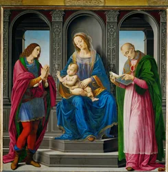 Madonna mit Kind, umgeben von Sankt Julian und Sankt Nikolaus von Myra