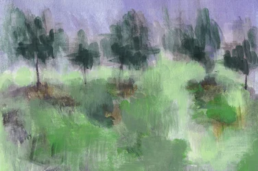 Nebelige grüne Landschaft
