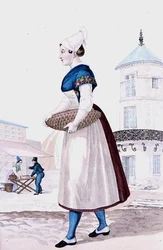 Traditionelle Tracht von St. Valery en Caux, graviert von Gatine ca. 1820