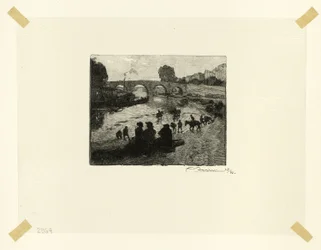 Der Pferdeteich an der Pont Marie, Platte zehn aus Le Long de la Seine et des Boulevards