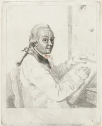 Porträt des Künstlers Johannes Janson, zeichnend