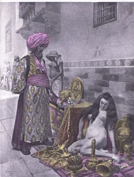 Osbech und die Gefangenen, Illustration aus Decameron von Boccaccio, veröffentlicht von Navarre Society 1930er Jahre (Litho)
