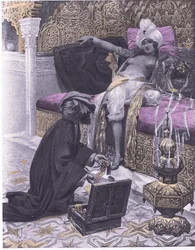 Die Tochter des Königs von Tunis, Illustration aus Decameron von Boccaccio, veröffentlicht von Navarre Society 1930er Jahre (Litho)