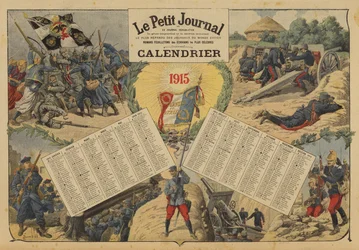 Kalender für 1915 mit Schlachtszenen des Ersten Weltkriegs