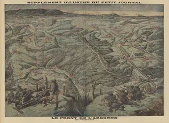 Panoramablick auf den Argonner Waldsektor der Westfront, Erster Weltkrieg