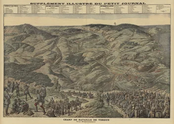 Panoramablick auf das Schlachtfeld von Verdun, Frankreich, Erster Weltkrieg