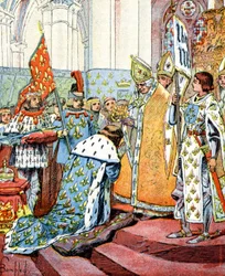 Krönung des französischen Königs Karl VII. in Anwesenheit von Jeanne d