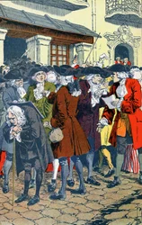 Menschenmenge vor der Law-Bank