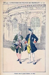 Francois Voltaire (1694-1778) mit König Friedrich II. von Preußen (1712-86) in Sanssouci bei Potsdam, aus 