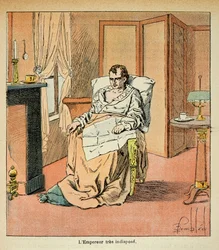 Illustration von Louis Bombled (1862-1927) aus dem Buch „Das Memorial von St. Helena“ von Graf Emmanuel de Las Cases (1766-1842): Der kranke Kaiser Napoleon in St. Helena