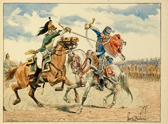 Illustration aus dem Buch „Die Helden des Jahrhunderts“ von Dick de Lonlay, illustriert von Louis Bombled (1862-1927)