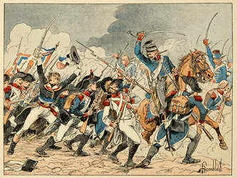 Illustration aus dem Buch „Die Helden des Jahrhunderts“, anekdotische Erzählungen von Dick de Lonlay, illustriert von Louis Bombled