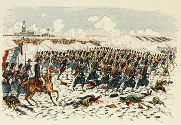 Illustration aus dem Buch „The heros of the century“, anekdotische Erzählungen von Dick de Lonlay und illustriert von Louis Bombled