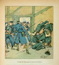 Die Armee der Loire von Eugene Sergent, genannt Grenest, illustriert von Louis Bombled (Französisch-Deutscher Krieg; Feldzug von 1870-1871): am 9. Dezember