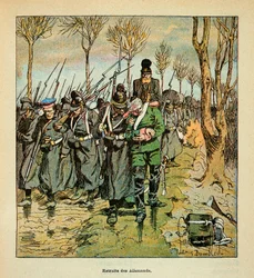 Die Armee der Loire von Eugene Sergent, genannt Grenest, illustriert von Louis Bombled (Französisch-Deutscher Krieg; Feldzug 1870-1871): Rückzug der deutschen Armee nach der Schlacht von Coulmiers am 9. November 1870