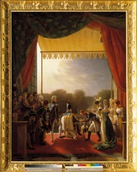 Ludwig XVIII., umgeben von Mitgliedern der königlichen Familie, auf dem Balkon der Tuilerien, bei der Rückkehr der Armee aus Spanien, 2. Dezember