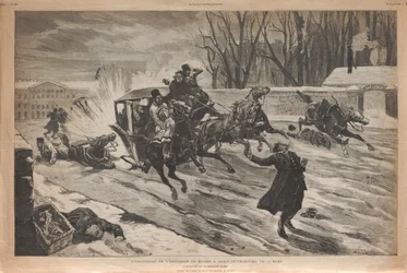 Die Ermordung von Zar Alexander II. in Sankt Petersburg, 1881.