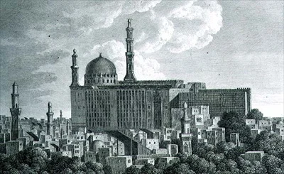 Die Djami oder Moschee-Kathedrale von Hasan in Kairo, graviert von Pierre Nicolas Ransonnette, Tafel 65 aus Band III von 