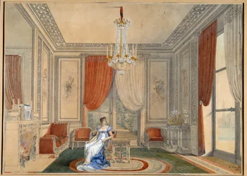 Ansicht des Silbersalons im Elysee-Palast zur Zeit von Caroline und Joachim Murat. Aquarell von Louis Hippolyte Lebas