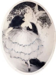 Dame mit zwei Tauben