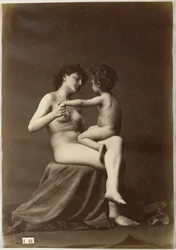 Studie eines weiblichen Akts, sitzend mit einem nackten Kind auf dem Schoß