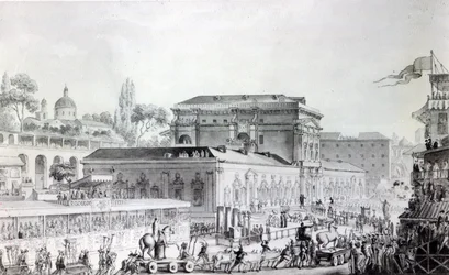 Antiquitäten, die in Herculaneum gefunden wurden, werden ins Museum von Neapel transportiert, ca. 1782
